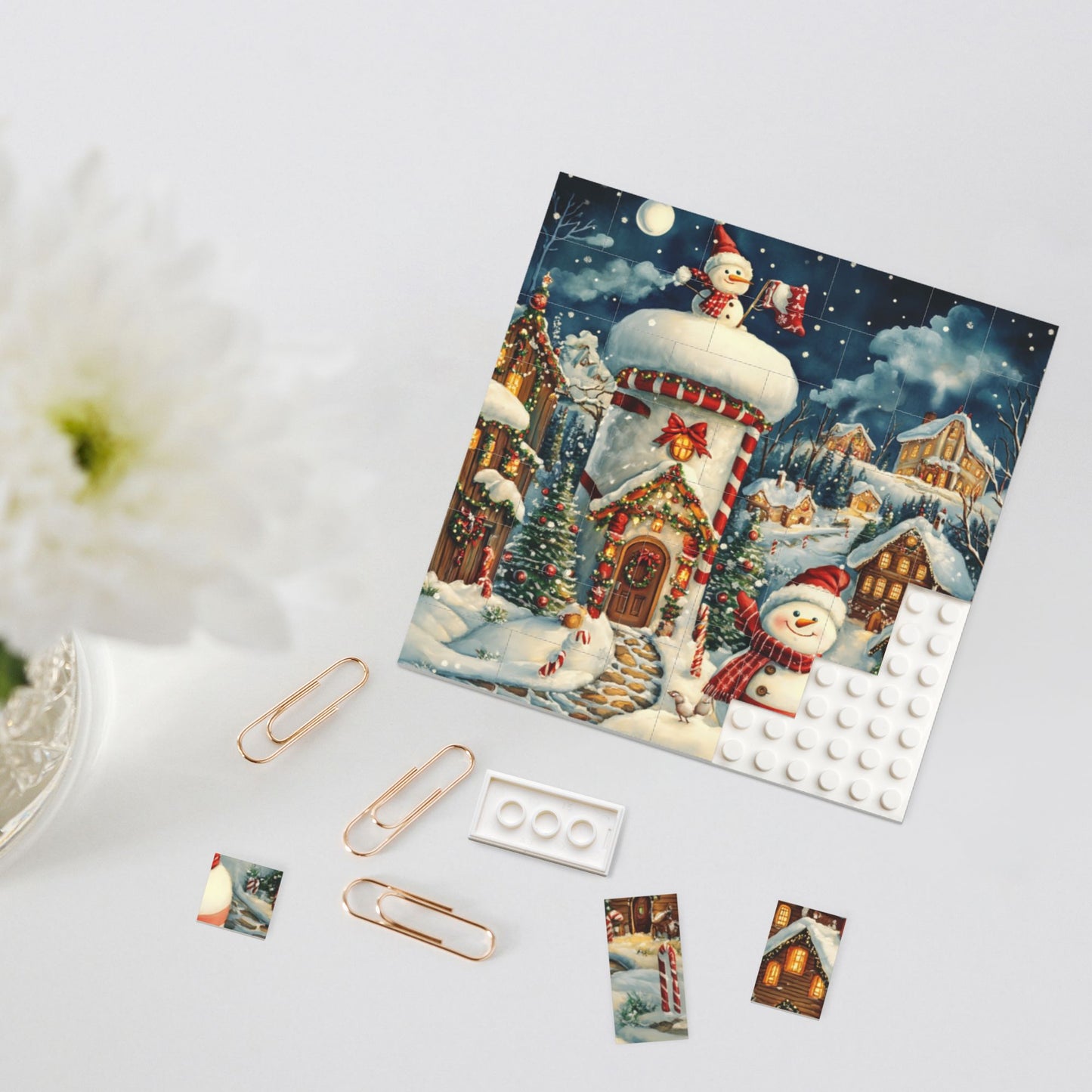 63-Piece Christmas Snow Scene Puzzle - High-Quality Plastic Puzzle, Winter Theme Design, 0.7cm Thickness, 99g