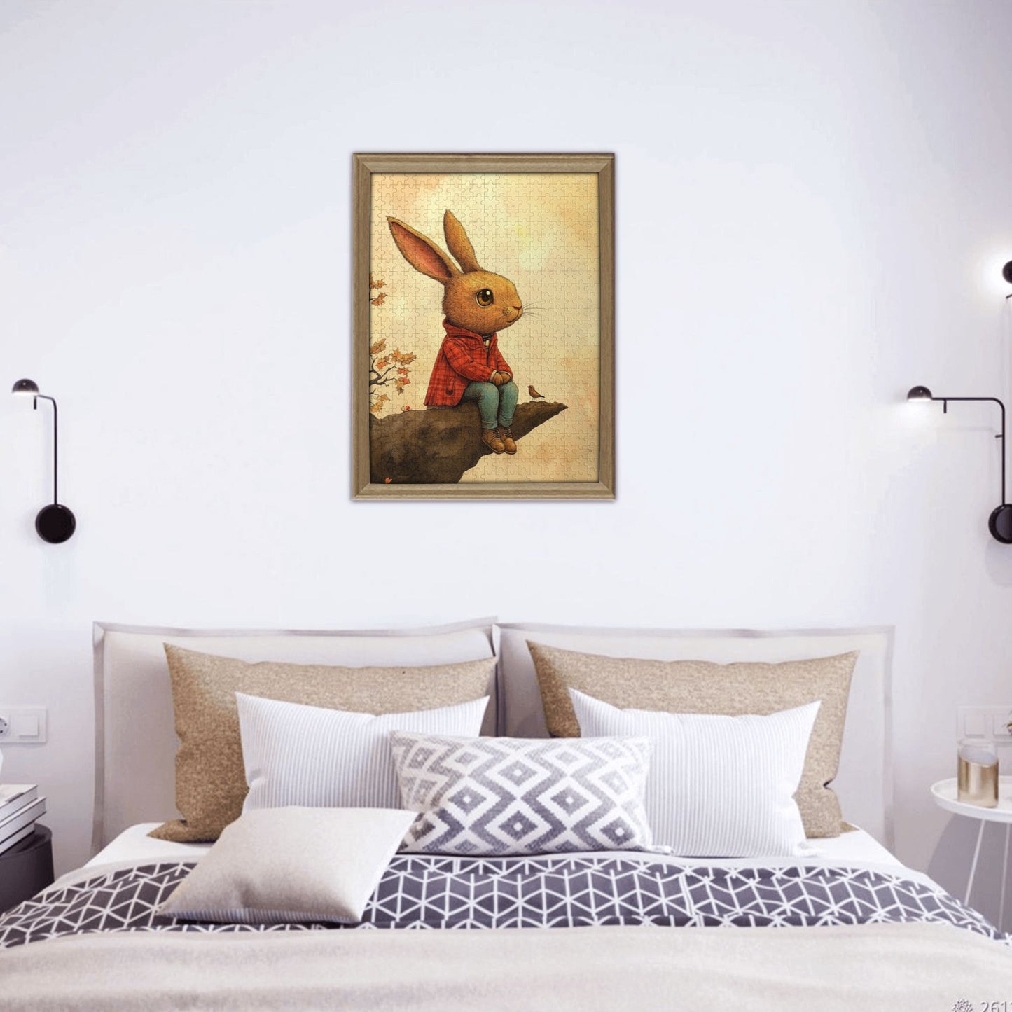 Autumn Warmth Bunny Puzzle - 500-Piece Hand-Drawn Illustration Puzzle