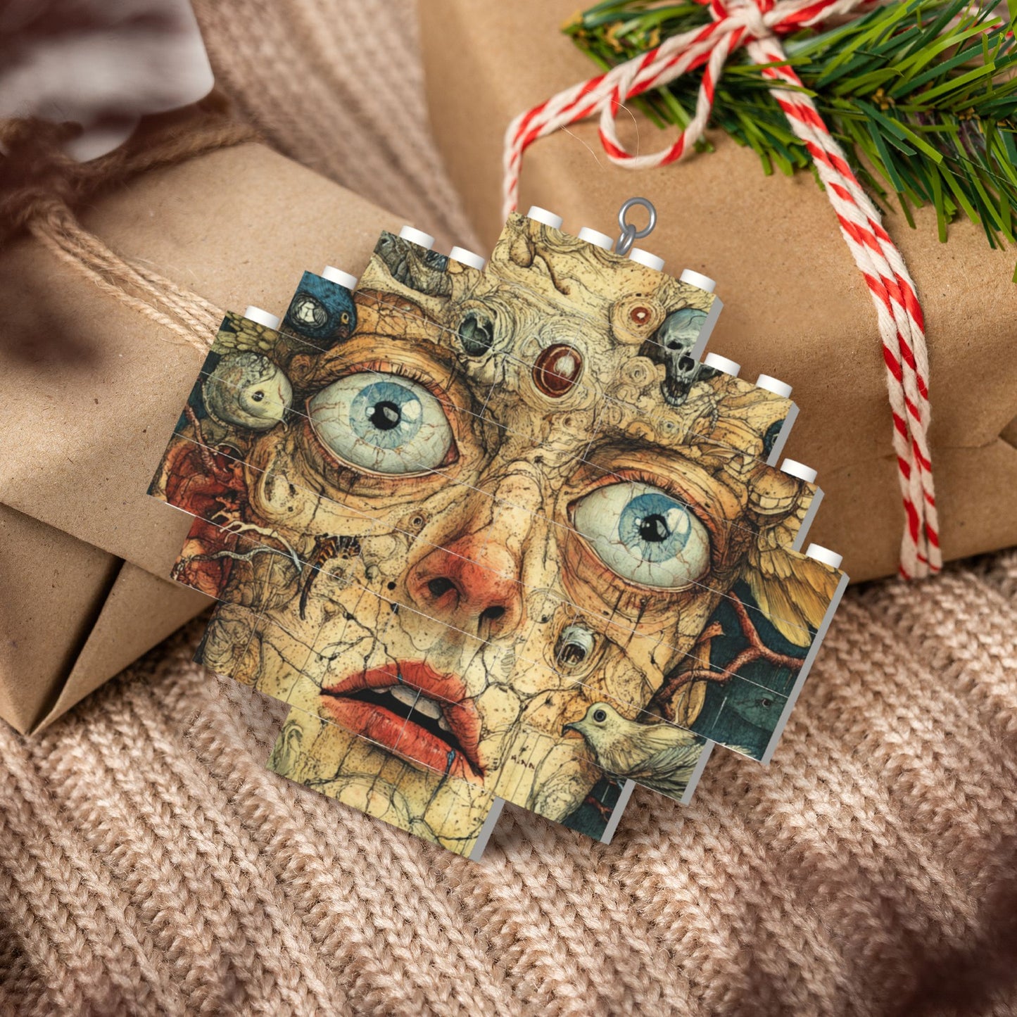 Creative Eyeball-Themed Mini Puzzle Keychain - 22 Plastic Pieces, Personalized Portable Accessory, 9.5cm x 8.8cm