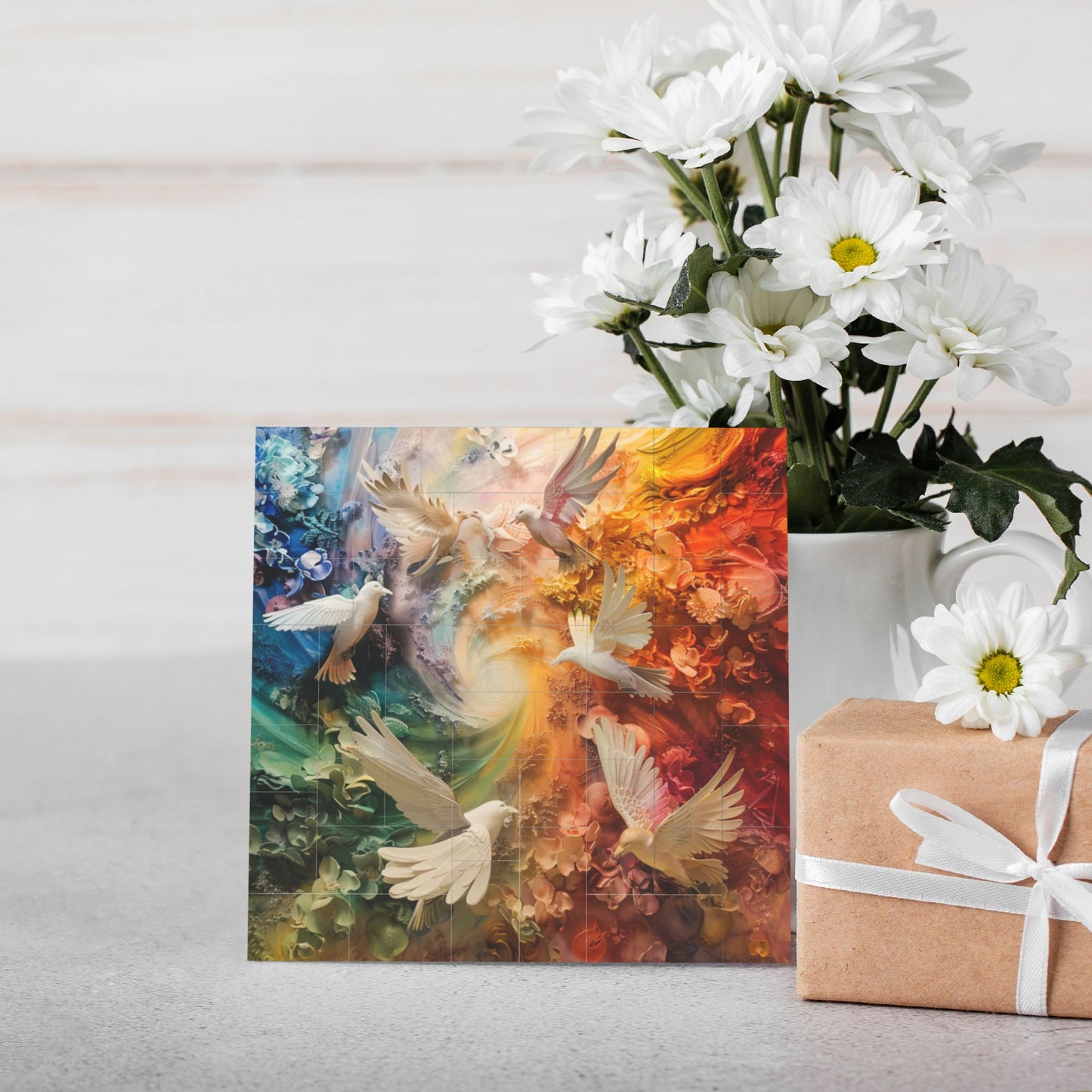 63-Piece Rainbow Birds Puzzle - High-Quality Plastic Puzzle, Portable Design, 0.7cm Thickness, 99g