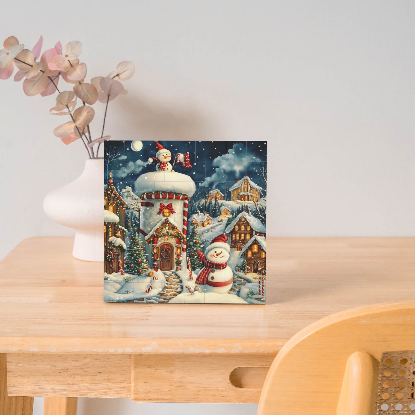 63-Piece Christmas Snow Scene Puzzle - High-Quality Plastic Puzzle, Winter Theme Design, 0.7cm Thickness, 99g