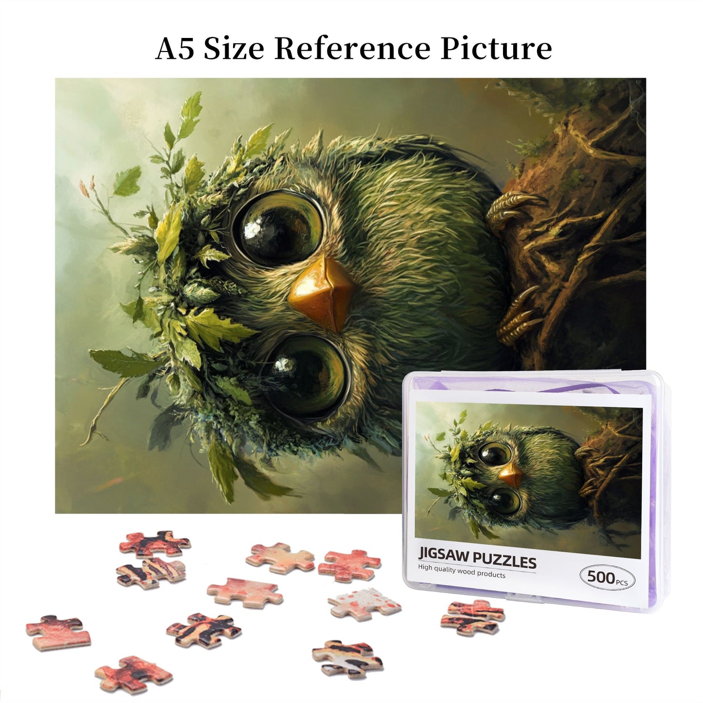 Forest Adorable Bird Jigsaw Puzzle - 500-Piece Unique Artistic Puzzle