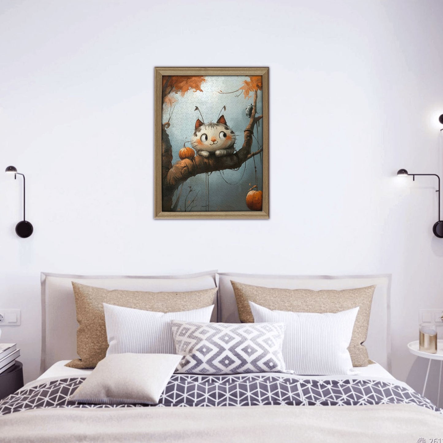 Autumn Whimsy Cat Puzzle - 500-Piece Handmade Artistic Jigsaw, Discover the Magic of the Fall Forest