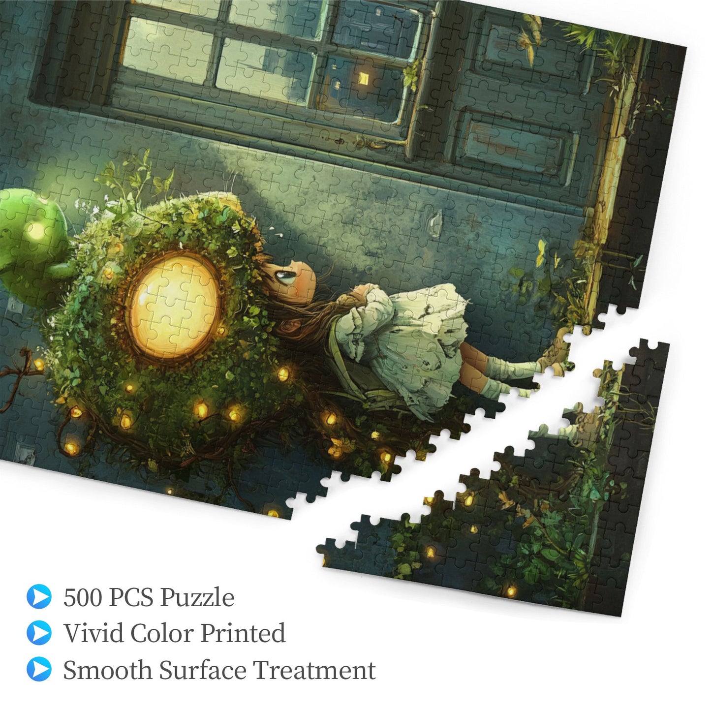 Fairy Tale Girl with Firefly Puzzle - 500-Piece Artistic Jigsaw, A Magical Night of Lights