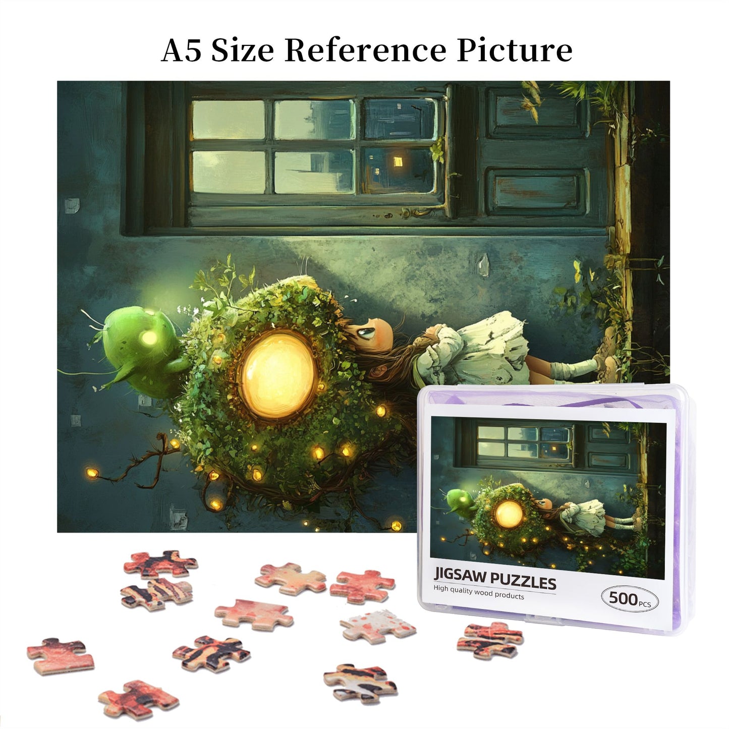 Fairy Tale Girl with Firefly Puzzle - 500-Piece Artistic Jigsaw, A Magical Night of Lights