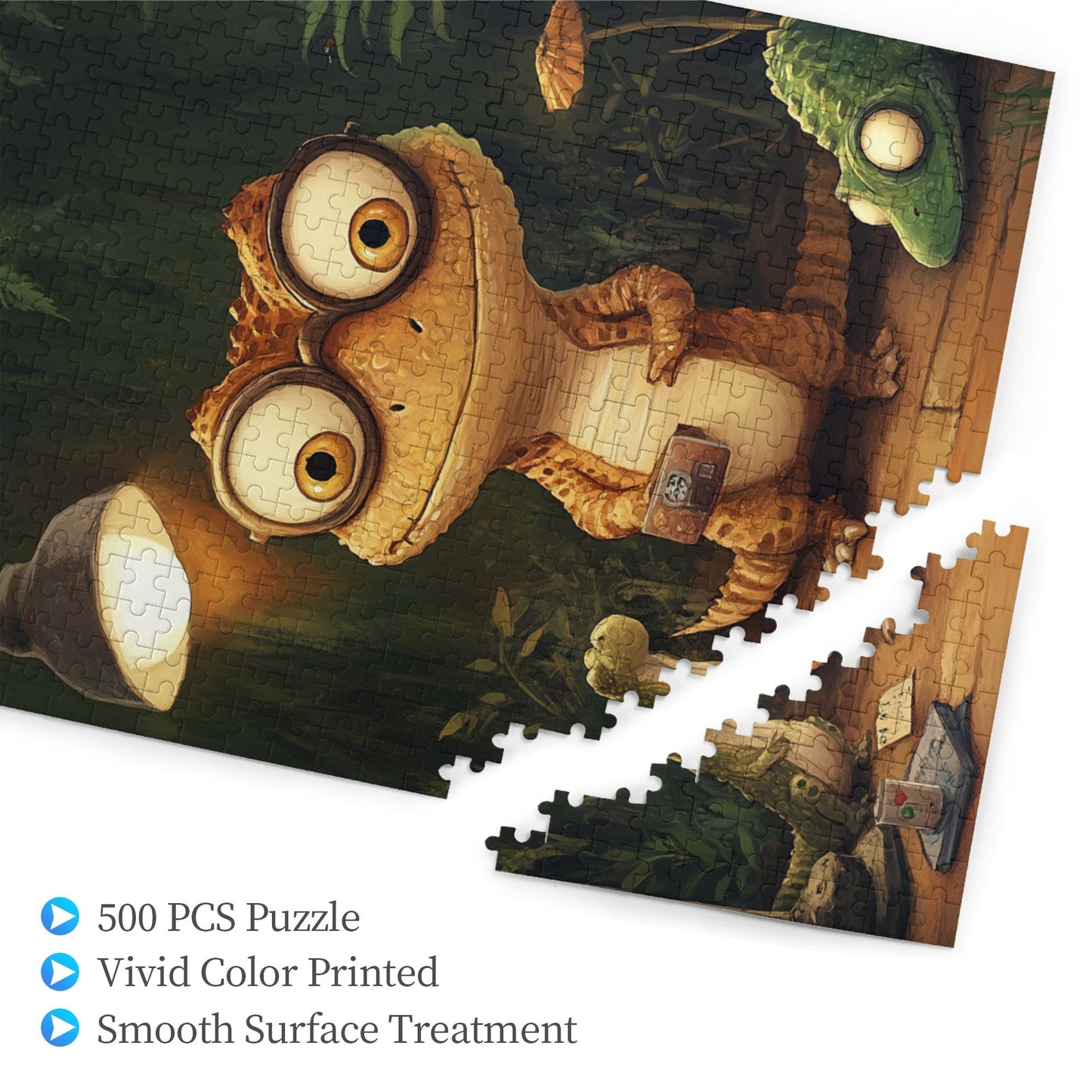 Quirky Lizard Poker Night Puzzle - 500-Piece Fun Animal Illustration Puzzle